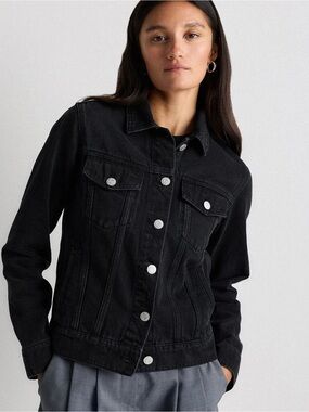 Quince Black Classic Denim Jean Jacket